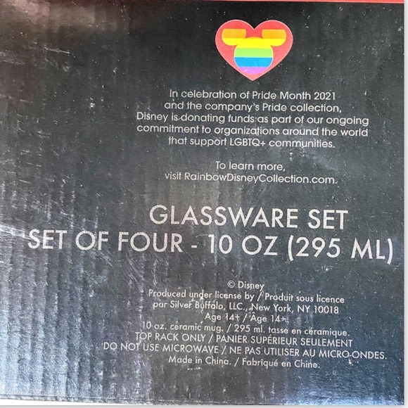 NIB Disney Rainbow Collection Set of 4 Glasses True to Your Heart Pride LGBTQ - Picture 6 of 8